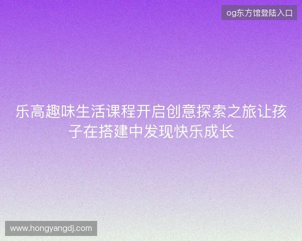 乐高趣味生活课程开启创意探索之旅让孩子在搭建中发现快乐成长