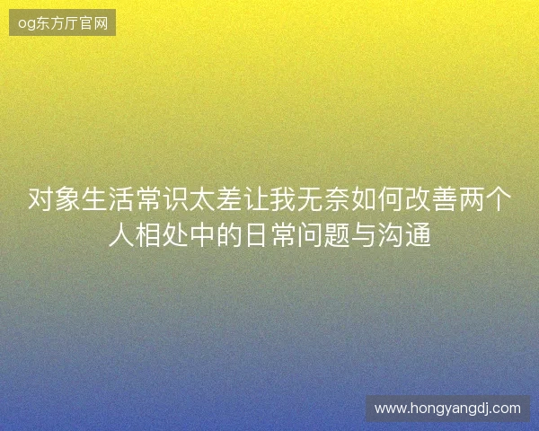 对象生活常识太差让我无奈如何改善两个人相处中的日常问题与沟通